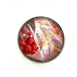 Brooch pin hand painted glass dome handcrafted